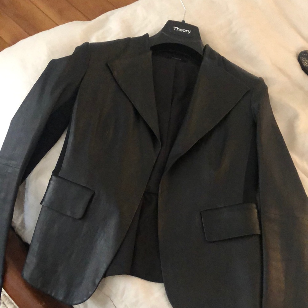 Theory leather blazer jacket S